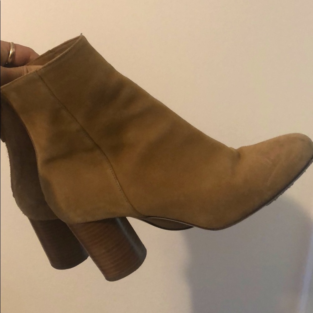 Sandro tan suede boots with wooden heel 38 7.5
